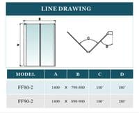 800x1400mm 2-Fold Folding Shower Bath Screen