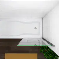 Art Deco Square Hinged Framed Black Grid Bath Shower Screen 800mm x 1400mm