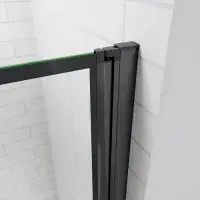 L Shaped Black Grid Pivot Bath Screen