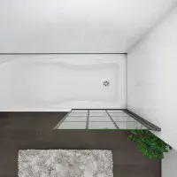 L Shaped Black Grid Pivot Bath Screen