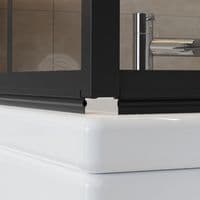 L Shaped Black Grid Pivot Bath Screen