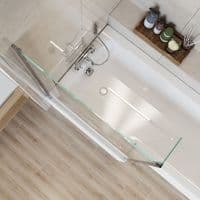 L Shaped Chrome Pivot Bath Screen