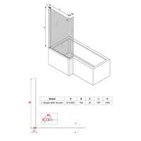 L Shaped Chrome Pivot Bath Screen