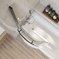 P Shape Curved Black Shower Bath Screen with Hand Rail