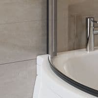 P Shape Curved Black Shower Bath Screen with Hand Rail