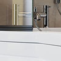 P Shape Curved Black Shower Bath Screen with Hand Rail