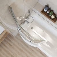P Shape Curved Shower Bath Screen with Hand Rail