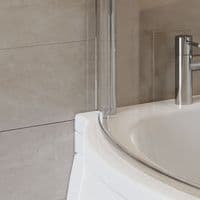 P Shape Curved Shower Bath Screen with Hand Rail
