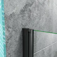 Pivot Bath Black 180° Shower Screen Over 6mm Glass Door Panel & Seal 800x1400mm