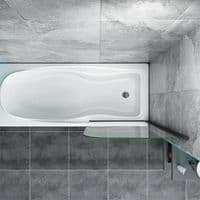 Pivot Bath Black 180° Shower Screen Over 6mm Glass Door Panel & Seal 800x1400mm