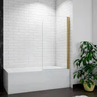 Pivot Bath Gold 180° Shower Screen Over 6mm Glass Door Panel & Seal 800x1400mm