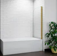 Pivot Bath Gold 180° Shower Screen Over 6mm Glass Door Panel & Seal 800x1400mm