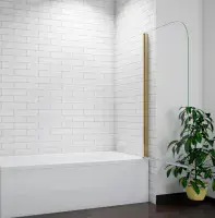 Pivot Bath Gold 180° Shower Screen Over 6mm Glass Door Panel & Seal 800x1400mm