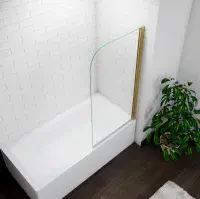 Pivot Bath Gold 180° Shower Screen Over 6mm Glass Door Panel & Seal 800x1400mm