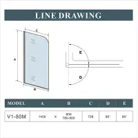 Pivot Bath Gold 180° Shower Screen Over 6mm Glass Door Panel & Seal 800x1400mm