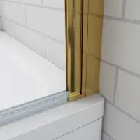 Pivot Bath Gold 180° Shower Screen Over 6mm Glass Door Panel & Seal 800x1400mm
