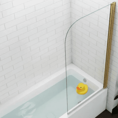 Pivot Bath Gold 180° Shower Screen Over 6mm Glass Door Panel & Seal 800x1400mm