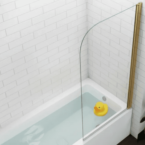 Pivot Bath Gold 180° Shower Screen Over 6mm Glass Door Panel & Seal 800x1400mm