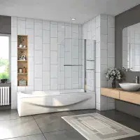 Pivot Curved Bath Screen with Shelves and a Towel Rail 1200x1400mm
