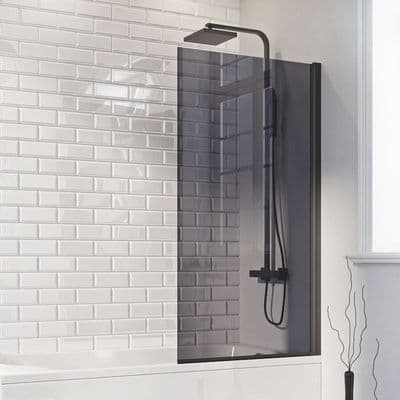 Scudo S6 Mono Square Edge Bath Screen ( Black )