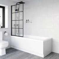 Square Hinged Framed Black Grid Bath Shower Screen 780mm