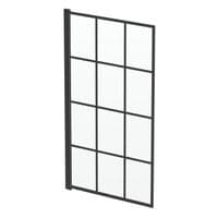 Square Hinged Framed Black Grid Bath Shower Screen 780mm