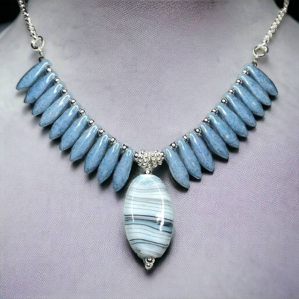 Oliv Blue Droplet Bead Necklace