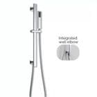 BSP Modern Square Slide Rail Shower Kit With Hose & Built In Wall Outlet Chrome SR03