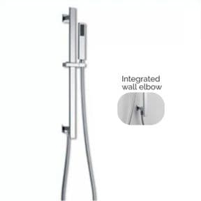 BSP Modern Square Slide Rail Shower Kit With Hose & Built In Wall Outlet Chrome SR03