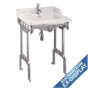 Burlington Classic 650mm Rectangular Basin With Brushed Aluminium Basin Stand SET B15-T38 ALU
