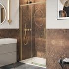 Crosswater Simpsons Asura 1400mm Single Slider Shower Door Brushed Brass/Clear AUSLFC1400