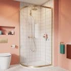 Crosswater Simpsons Clear 6 Quadrant Single Door 900x900 Brushed Brass/Clear - CAQSFC0900