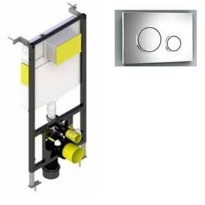 Fluidmaster Aquafit Wall Mounted WC Frame 1.5m System With Circle Design Flush Plate T02-2113-CIR