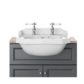 Heritage Granley 540mm Semi-Recessed Basin 1TH, White - PGRW351
