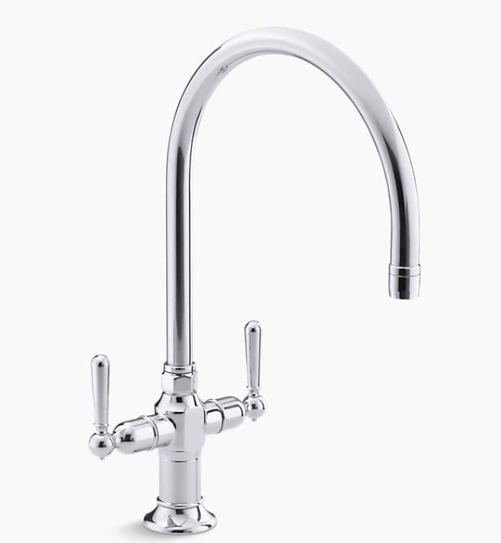 Kohler HiRise Two Handle Kitchen Mixer Tap Polished Stainless Steel ...