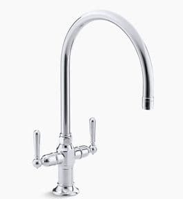 Kohler HiRise Two Handle Kitchen Mixer Tap Polished Stainless Steel 7341W-4-S