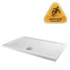 MX Anti-Slip Elements Flat Top Rectangular Stone Resin Shower Tray 900x800mm White ASSNY