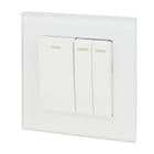 RetroTouch Crystal Mechanical Light Switch 3 Gang White PG Intermediate 00234