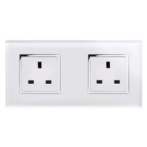 RetroTouch Dual Double Plug Socket Chrome/White Glass 00162