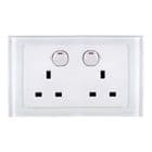 RetroTouch Dual Double Plug Socket White/White Glass 00161