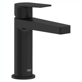 Tres Project Colours Single Lever Washbasin Mixer Tap With Waste Black 21110301NMD