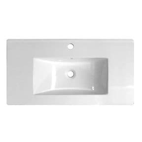 Ultra 1000mm Minimalist Ceramic Inset Basin 1TH White BAS012