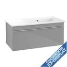 Villeroy & Boch Venticello 1000mm Furniture Glossy Grey/Glass & Basin White SET - A93501RA/4104AL01