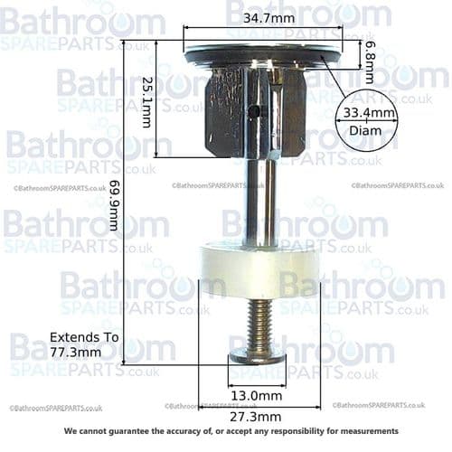 35mm Chrome Plated Basin Pop Up Plug PLUG35