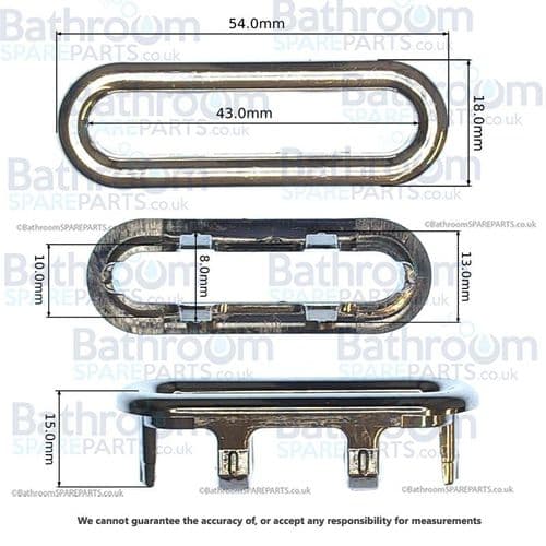 54mm Rectangular Basin Overflow Chrome BSP4300