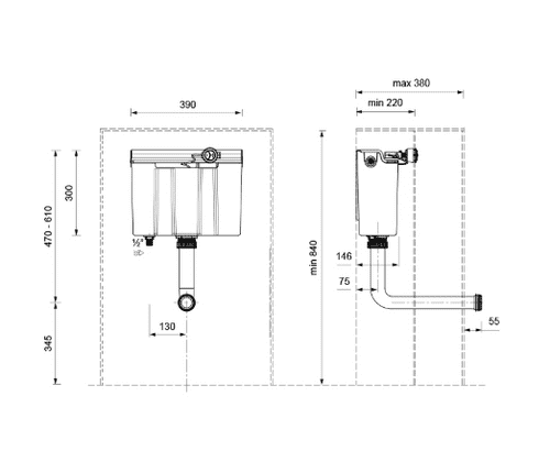 Abacus Concealed Cistern with Mechanical Dual Flush EPWC-25-0005 Spare Parts