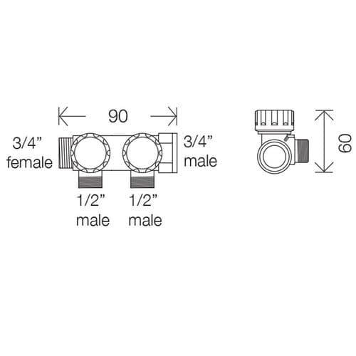 Abacus Easi-Plan 2 Way Water Distribution Manifold EPWD-05-0505