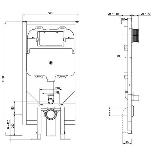 Abacus Slimline 90mm Wc Frame With Dual Flush Cistern EPWC-30-2005 Spare Parts