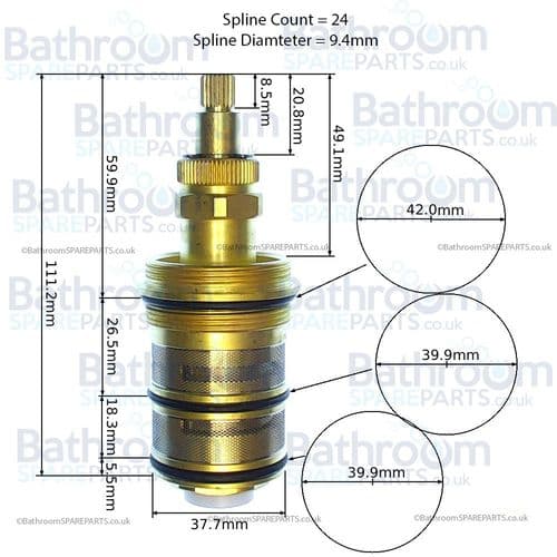 Abacus Thermostatic Cartridge for CVD Concealed Shower Valve from January 2015 1099-0000-0006