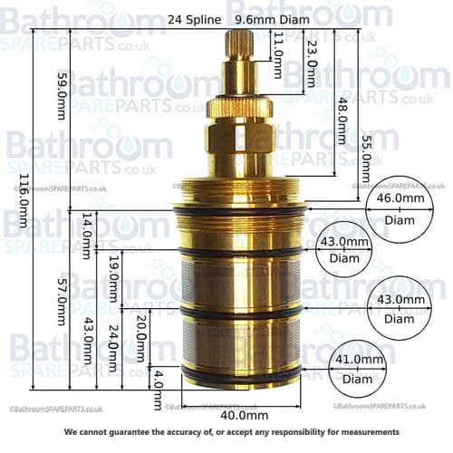 Abacus Thermostatic Cartridge for CVD Concealed Shower Valve pre-January 2015 1099-0000-0004